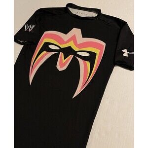 RARE Under Armour WWE Ultimate Warrior Mask Compression T-Shirt MEDIUM Wrestling